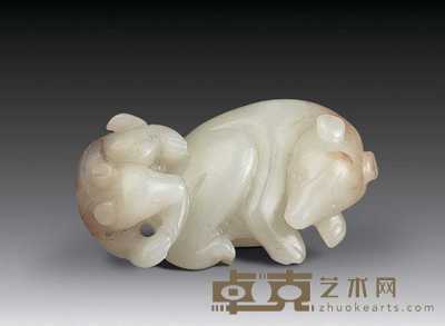 明 白玉子母熊 长4.3cm；宽6.8cm